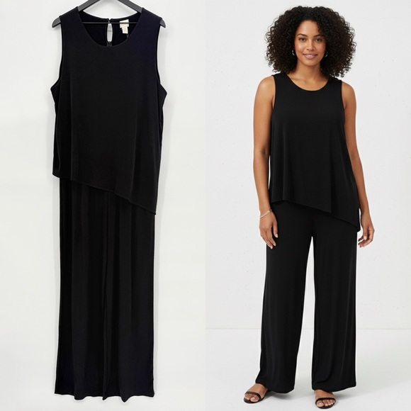NWT Chico’s Knit Kit Angled Jumpsuit Black Size 3 (XL)